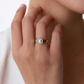 8 Ayar Altın Baget Taşlı Kadın Yüzük - 2