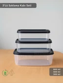 Dikdörtgen 3'Lü Saklama Kabı Bpa Free Derin Dondurucu için Uygun Beslenme Kabı 800-500-300 ml - 2