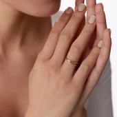 8 Ayar Altın Çapraz Desenli Kadın Yüzük - 3