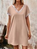 Lucky Life Kadın Yaka Ve Kol Pul Payet şeritli Ithal Krep Elbise thumbnail 10