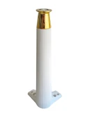 Desenli 40cm Beyaz Plastik Ayak Mobilya Masa Sehpa Dolap Ayağı(40cm)(BEYAZ - ALTIN) Beyaz 40cm BEYAZ ALTIN - 3 ADET - 2