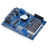 Multi Çok Fonksiyonlu Arduino Shield 7 Segment Buzer Button Pot Servo Analog Ds18b20 Lm35 Servo Led thumbnail 4