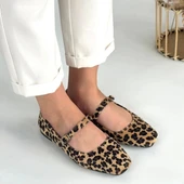 Linni Leopar Süet Babet Ayakkabı - 4