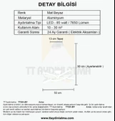 TT Aydınlatma TT331-TPL-BY  Mat Beyaz Tek Toplu 3 Renk Modüllü Ledli Avize - 4