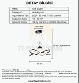 TT Aydınlatma TT331-TPL-SY  Mat Siyah Tek Toplu 3 Renk Modüllü Ledli Avize thumbnail 4