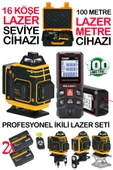 16 Köşe Çizgi Hizalama Lazer Seviye Hizalama Cihazı + 100 Metre Yüksek Hassasiyet Lazer Metre Ölçer - 1