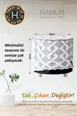 Yıkanabilir Puf Tabure Kılıfı Tak-Çıkar-Değiştir-Yenile Orta Sehpa Kılıfı By Elda Gri - 5