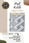 Yıkanabilir Puf Tabure Kılıfı Tak-Çıkar-Değiştir-Yenile Orta Sehpa Kılıfı By Elda Gri - 3
