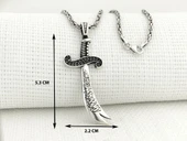 925 Ayar Gümüş La Feta İlla Ali La Seyfe İlla Yazılı Zülfikar Kral Zincir Kolye thumbnail 3