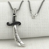 925 Ayar Gümüş La Feta İlla Ali La Seyfe İlla Yazılı Zülfikar Kolye - 1