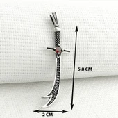 925 Ayar Gümüş Kırmızı Taşlı La Feta İlla Ali La Seyfe İlla Yazılı Zülfikar Kolye Ucu thumbnail 3