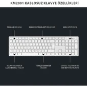Lecoo Km2001 Klavye & Mouse Kablosuz Set Beyaz - 7