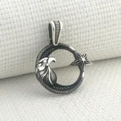 925 Ayar Gümüş Kartal Başlı Ayyıldız Kolye Ucu thumbnail 1