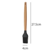 Yumurta Fırçası Ahşap Saplı Mutfak Fırçası Sos Fırçası Hamur Fırçası Silikon Gri 27 cm - 2