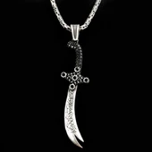 925 Ayar Gümüş La Feta İlla Ali La Seyfe İlla Yazılı Zülfikar Kral Zincir Kolye thumbnail 2