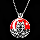 Ayyıldız 925 Ayar Gümüş Bozkurt Kolye thumbnail 2