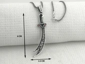 925 Ayar Gümüş Kırmızı Taşlı La Feta İlla Ali La Seyfe İlla Zülfikar Yazılı Gümüş Kolye thumbnail 3