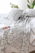 İskandinav Yatak Örtüsü Seti Çift Kişilik Set Bohem Punch Panç Desen Motif Gri thumbnail 4