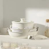 Kapris Beta 15 Parça Seramik Döküm Tencere Tava Seti Beige - 2