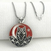 Ayyıldız 925 Ayar Gümüş Bozkurt Kolye thumbnail 1