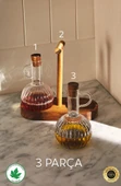 2 Li Yağdanlık Seti 350ml Ahşap Stantlı Mantar Kapaklı - 2