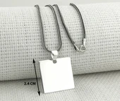 Kare Düz Parlak 925 Ayar Gümüş Kolye thumbnail 3