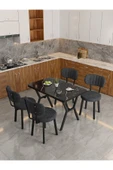 Azra 70x110cm Bendir Mutfak Masası, Mutfak Masası Takımı, Yemek Masası, 4 Antrasit Sandalye - 3