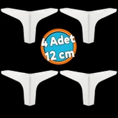 Mobilya Kanepe Sehpa TV Ünitesi Koltuk Ayağı 12 cm Beyaz Baza Ayak 4 Adet thumbnail 1