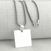 Kare Düz Parlak 925 Ayar Gümüş Kolye thumbnail 1