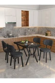 Azra 70x110cm Bendir Mutfak Masası, Mutfak Masası Takımı, Yemek Masası, 4 Antrasit Sandalye - 2