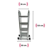 Endokon 4,56 Metre - 16  Basamaklı Katlanır Akrobat Merdiven - Büyük Menteşe - Kalın Profil - 2