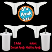 Mobilya Tv Ünitesi Koltuk Kanepe Destek Ayağı 12 Cm Beyaz Baza Ayakları M8 Destek 6'lı Set thumbnail 1