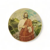 İsa Mesihin Kutsal Çağrısı el Boyama 25x25 cm çini tabak thumbnail 1