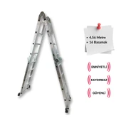 Endokon 4,56 Metre - 16 Basamaklı Katlanır Akrobat Merdiven - Büyük Menteşe - Kalın Profil - 3