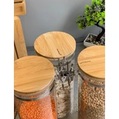 Bambum Mada 1300ml 20 Cm 3 Lü Kelepçeli Vakumlu Boroslikat Cam Set - 1