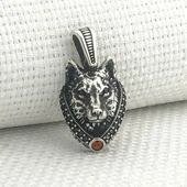 925 Ayar Gümüş Kurt Kafası Kolye Ucu thumbnail 1