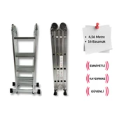 Endokon 4,56 Metre - 16 Basamaklı Katlanır Akrobat Merdiven - Büyük Menteşe - Kalın Profil - 1