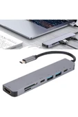 7in1 Type-C HDMI Çevirici Hub Çoklayıcı Tablet-PC-Telefon-TV Adaptör HDMI 4K/USB/TF/SD/TYPEC Giriş - 4