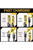 65W Çok Fonksiyonlu 4'ü 1 Arada USB C-Type C-Lighting Şarj Kablo 27W PD Hızlı Şarj - 3