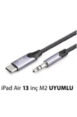 iPad Air 13 inç M2 uyumlu Metal Başlık AUX Kablo Ses Dönüştürücüsü Hasır Type-C Çeviricisi - 1