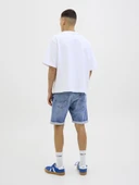 JACK JONES Erkek Blue Denim Shorts 12269612 - 4