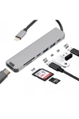 7in1 Type-C HDMI Çevirici Hub Çoklayıcı Tablet-PC-Telefon-TV Adaptör HDMI 4K/USB/TF/SD/TYPEC Giriş - 2