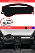 Torpido Koruma Halısı Siyah Kenar Renk Kırmızı Skoda Rapid 2012+ ile Uyumlu - 1