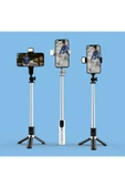 Monopod Tripod Selfie Çubuğu Ayarlanabilir Bluetooh Uzaktan Kumandalı 3 Mod Işıklı 75CM - 6