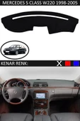 Torpido Koruma Halısı Siyah Kenar Renk Siyah Mercedes S Class W 220 1998-2005 ile Uyumlu - 1