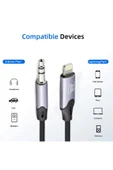 iPhone 12-PLUS-PRO-PRO MAX Uyumlu Metal Başlık AUX Ses Dönüştürücüsü Hasır Lightning Çevirici - 3