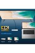 8in1 USB Type-C Hub Çoklayıcı Tablet Bilgisayar Telefon Port Adaptör HDMI USB Ethernet PD Girişli - 6