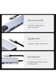 8in1 Type-C HDMI ETHERNET Çevirici Hub Çoğaltıcı HDMI 4K/RJ45/USB/TF/TYPEC Giriş - 6
