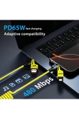 65W Çok Fonksiyonlu 4'ü Bir arada USBC-TypeC-Lighting Şarj Kablo PD  Hızlı Şarj ve Veri Transfer thumbnail 7