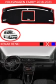 Torpido Koruma Halısı Siyah Kenar Renk Kırmızı Volkswagen Caddy 2018-2021 ile Uyumlu - 1